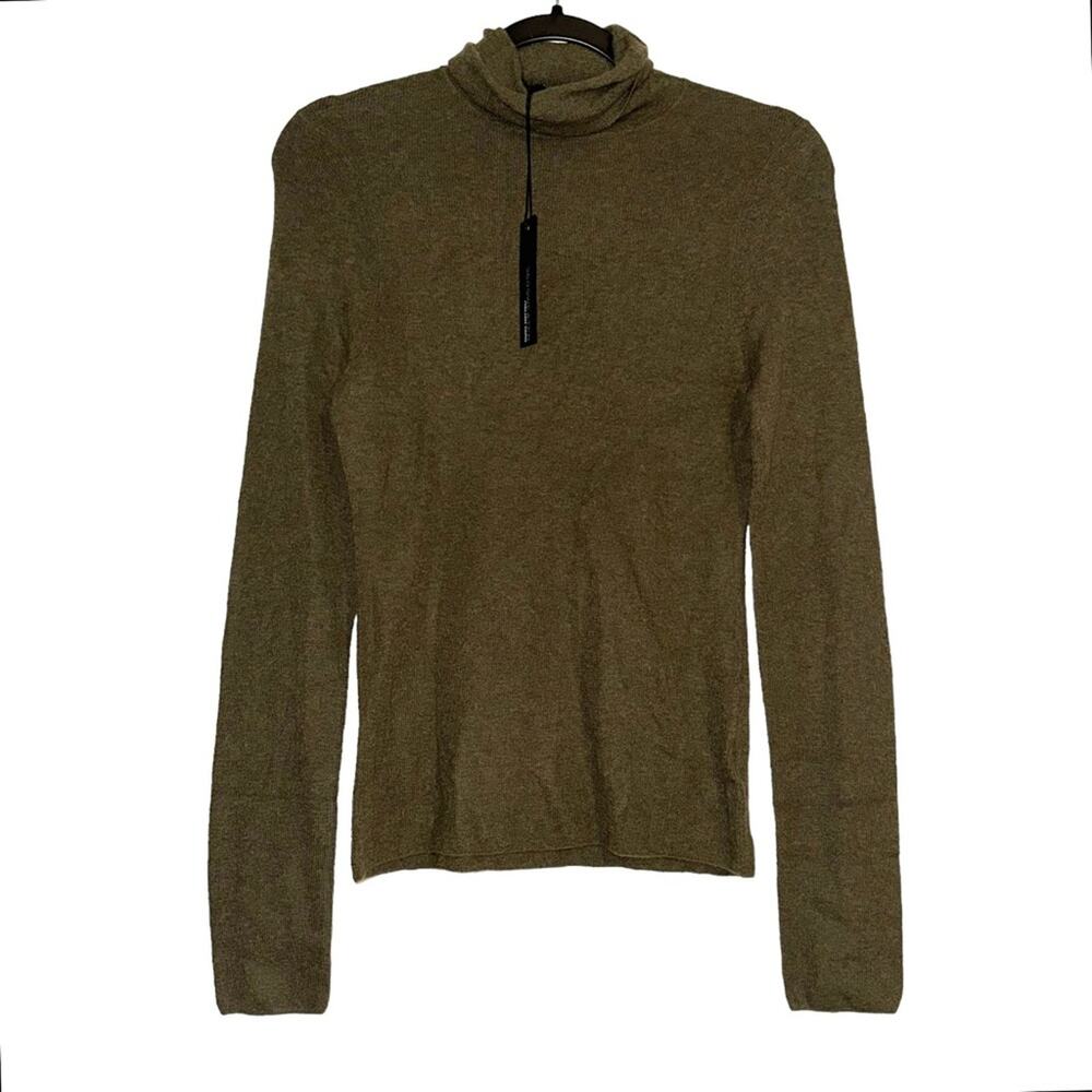 NWT 360 Sweater Alpaca Wool Blend Olive Green Turtleneck Sweater Top MEDIUM